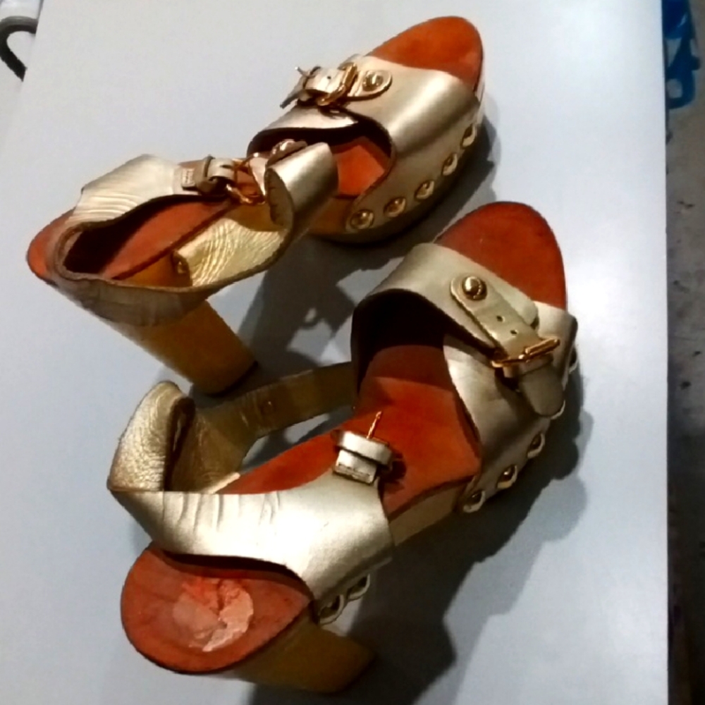 Michael Kors Wooden Gold Platform Heels